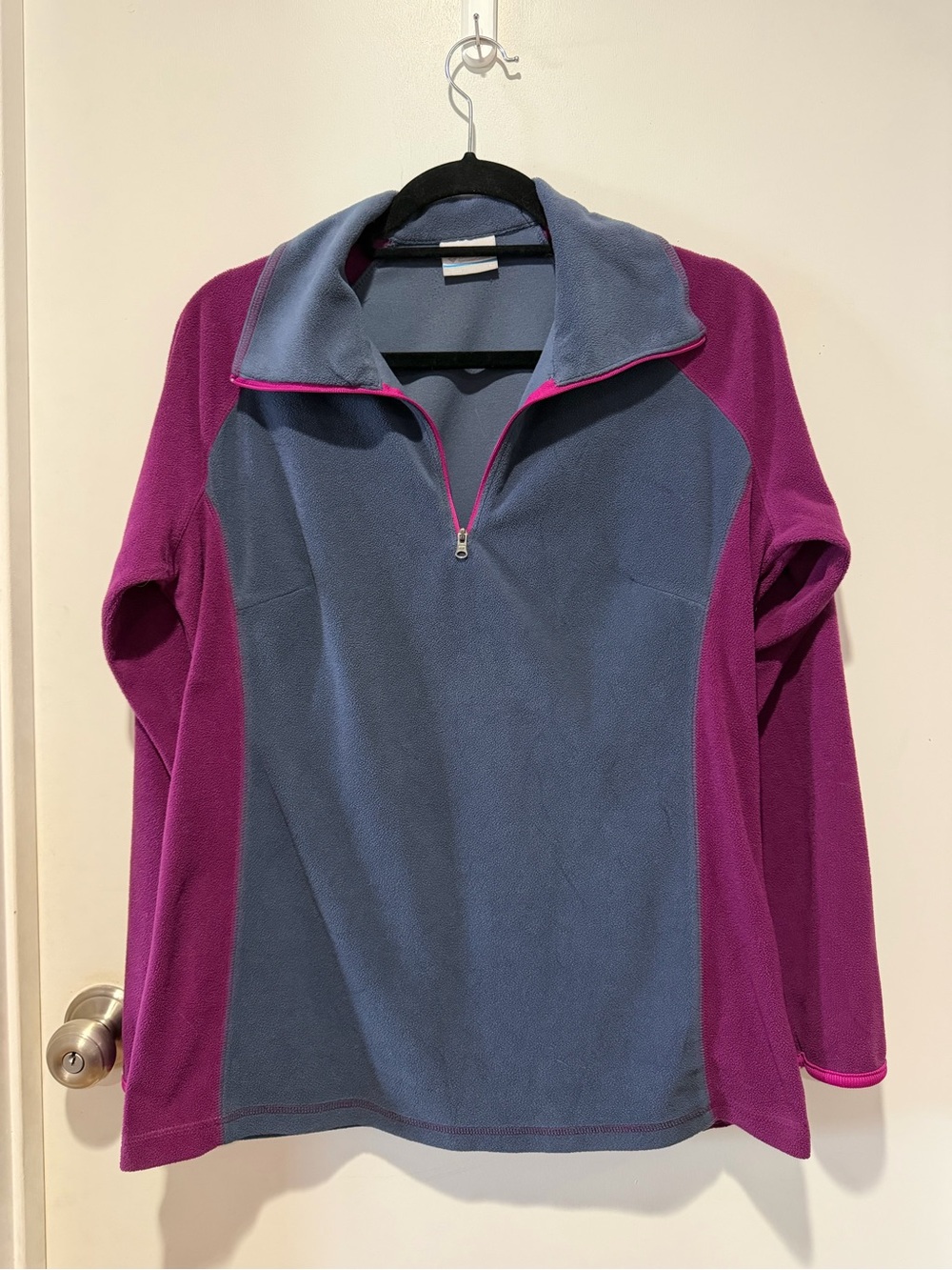 Columbia Grey and fuscia Fleece quarter zip pull over